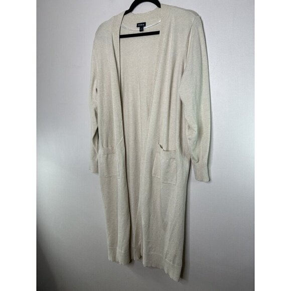 Torrid Women’s Open Front Knit Light Weight Cardigan Duster Beige Size 2 - Picture 9 of 15